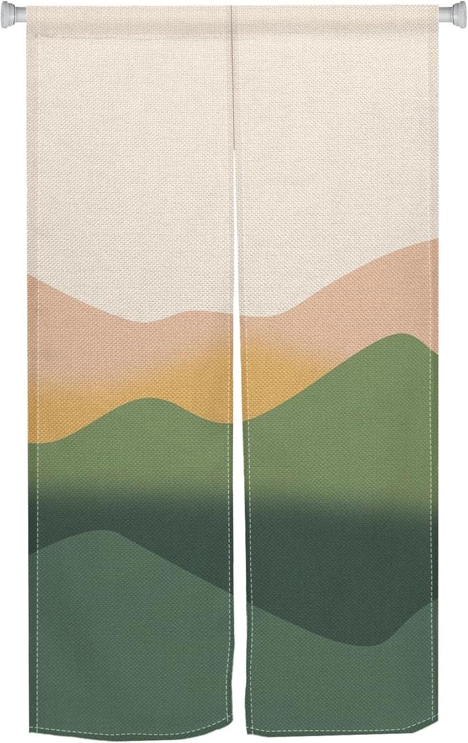 XMJJKUF Long Japanese Doorway Curtain Japanese Noren Window Treatment Door Curtain Tapestry Panel for Room Privacy Divider Home Kitchen Decorations(Colorfui, Wave),33.5"x 70.9"