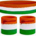 TIpsy Elves Zippered Sweatband Sets - Novelty Adult Unisex Retro Headband Set with Matching Hidden Pocket Wristbands - Irish Flag Headband OSFM