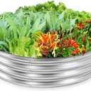 4 ft Galvanized Steel Round Raised Garden Bed, Large Outdoor Metal Planter Box Big Flower Plant pots for Patio Backyard Porch Deck Planting Flowers Vegetables and Herbs (Silver, 4 ft)