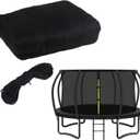 Top Ring Trampoline Enclosure Net Replacement-for 12ft 8 Curved Poles Top Ring System, 12' Round Safety Net Only, Trampoline Accessories with Protection Buckles Adjustable Straps Zipper, Black