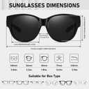 HAOLOTA Fit Over Glasses Sunglasses for Women Polarized, Trendy Cat Eye Sunglasses Wear Over Glasses, UV Protection