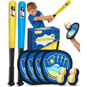 Toss and Catch Baseball Toys,Outdoor Sport Games for Kids and Family with Tball Bats and Toddler Baseball Glove and Sticky Soft Balls. Great for Yard Lawn Beach Pool and Indoor Fun, Adjuatable Strap