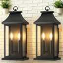 Large Outdoor Wall Lights, Dusk to Dawn Outdoor Lighting, Exterior Lighting Fixtures Wall Mount, Wall Sconce Light Outdoor Lanterns for Porch Garage, Black 18 Inch 2-Light, 2-Pack