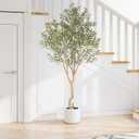 Nafresh Tall Faux Olive Tree 8ft (96in) Realistic Potted Silk Artificial Olive Tree Fake Olive Trees Indoor with Green Leaves and Big Fruits for Home Office Living Room Stairs Patio Decor.
