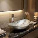 Bathroom Boat Shape Artistic Glass Vessel Sink Free Chrome Faucet and Pop-up Drain Set, Silver