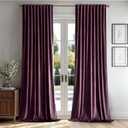 MIULEE Dark Purple Velvet Curtains 90 inches - Luxury Blackout Curtains for Bedroom Living Room Thermal Insulated Super Soft Window Drapes Rod Pocket & Back Tab, W52 x L90 inches, 2 Panels