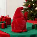 WDS WONDROUS Christmas Gnome Decorations Red, Flocked Gnomes Figurine Elf Waving Arm Christmas Table Decor for Home Office Shelf Tabletop Holiday Decoration (6.3") (set of 1)