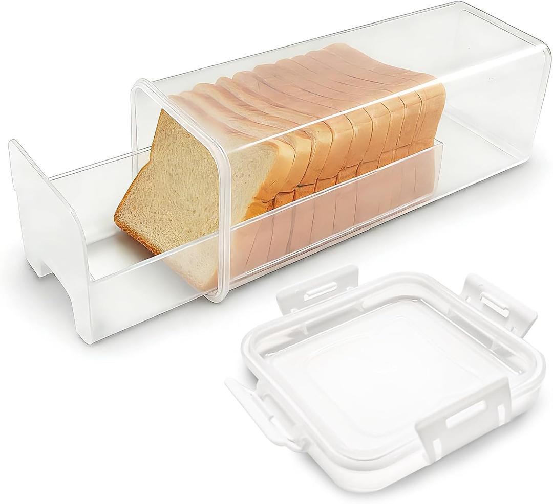 Bread Container with Drawer Tray, Plastic Bread Box with Airtight Lid, Homemade Bread Loaf Bread Keeper, BPA Free Sandwich Loaves Holder Saver for Kitchen Countertop Pantry & Freezer, 6 inches x 6 inches x 13 inches