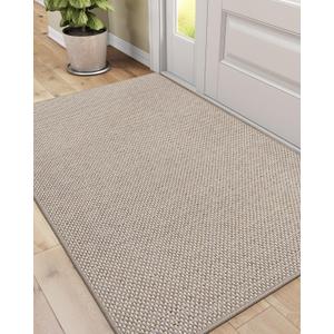 DEXI Door Mat Inside Entrance 32x48, Ultra Non Slip Rubber Backed Dirt Trapper, Low Profile Thin Welcome Doormat, Absorbent Easy Clean Entry Mats for Entryway, Patio, Beige