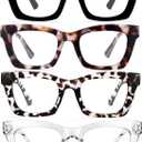 CCVOO +0.5 Stylish Reading Glasses for Women, Eyeglasses, Blue Light Readers for Women, Computer Eye Glasses, Cheaters (Black + Leopard + Tortoiseshell+ Clear)