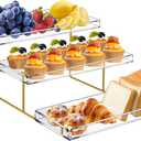 Clear Dessert Table Display Set 16 x 8 for Cookie Donut Cupcake, 3 Tier Acrylic Serving Tray, Tiered Cake Riser Stand for Party Event Buffet
