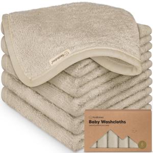 6-Pack Baby Washcloths Soft Absorbent Viscose from Bamboo Washcloths for Face, Body, Baby Towels for Newborn, Kids, Toddlers,Infant,Gentle on Sensitive Skin,10x10 Reusable Face Towels(Earth Brown)