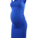 Liu & Qu Women's Maternity Sleeveless Tank Dresses Side Ruching Bodycon Dress for Daily Wearing or Baby Shower (Blue, M)