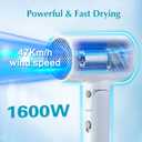 Hair Dryer, 1600W Small Foldable Hair Blow Dryer, Fast Drying Travel Hair Dryer, White