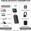 USB Bluetooth 5.2 Transmitter for TV, Wireless Audio Adapter for Airpods or Wireless Headphones Dual Pairs, Low Latency, Bluetooth 3.5mm Aux Transmitter for Flight, TV, PC, Gym, Gaming