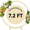7.2ft Round Backdrop Stand Circle Gold Balloon Arch Metal Wedding Backdrop Ring Stand Frame for Party Birthday Baby Shower Flower Decorations Ceremony Anniversary Bridal