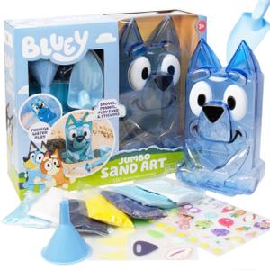 Bluey Jumbo Sand Art, Reusable Bluey Toys, Fill With Sand or Water, Includes Waterproof Bluey Doll, Kids Shovel and Funnel, Fun Sensory Toys For Kids, Great Toddler Activities, Toddler Travel Toys