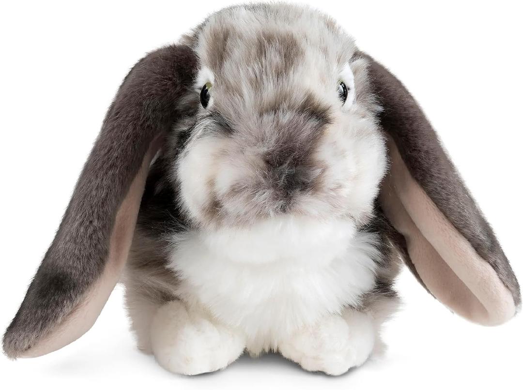 Living Nature Grey Dutch Lop Eared Rabbit Stuffed Animal | Fluffy Rabbit Animal | Soft Toy Gift for Kids | 10 inches