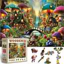 WOODEN.CITY Wooden Puzzle 1000 Pieces Mushroom Wonderland  Premium 1000 Piece Wood Puzzle for Adults with 100 Whimsy Shapes  Made & Designed in EU