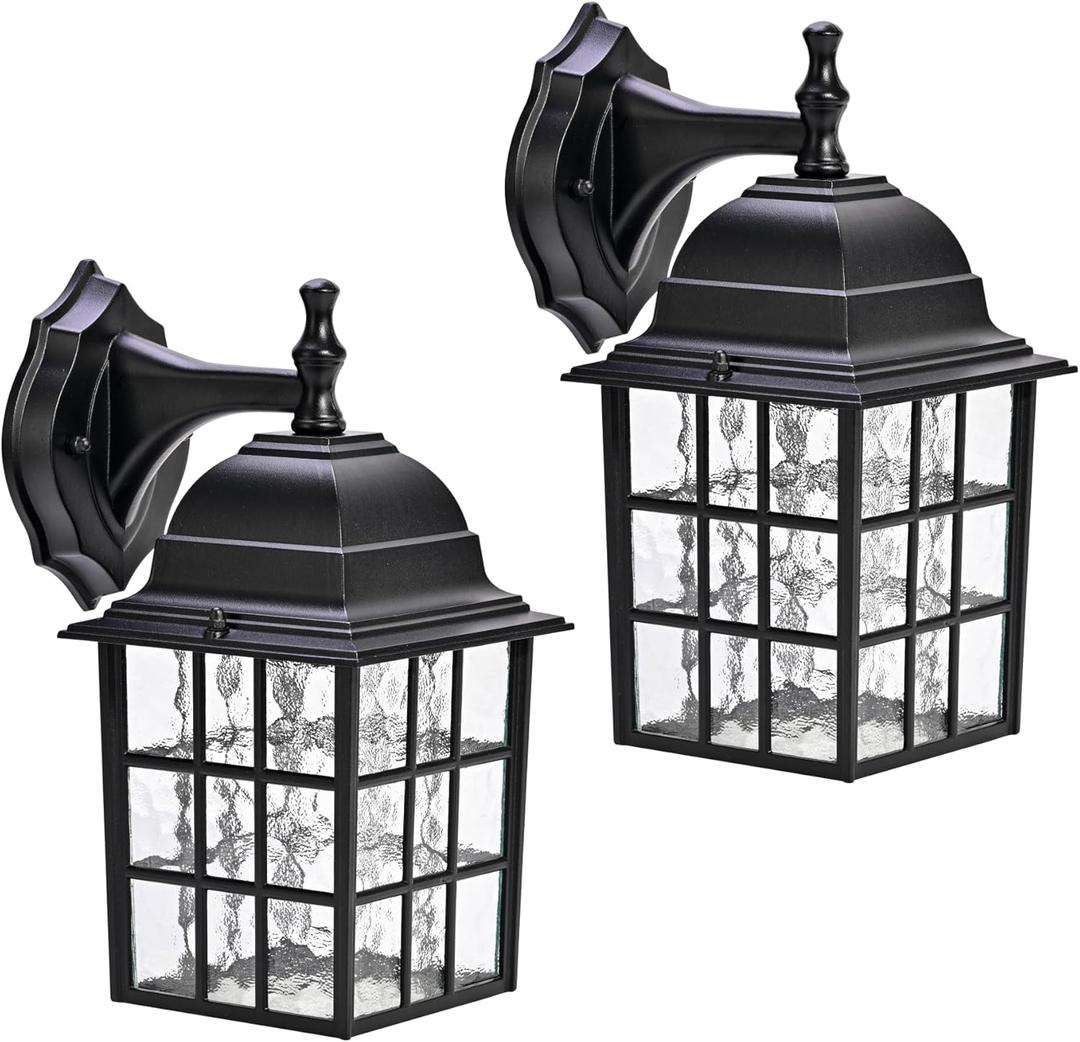 Outdoor Wall Light Fixtures Waterproof Exterior Sconce Lights Anti-Rust Exterior Lighting Fixtures Black Outdoor Wall Lantern for Porch Patio Front Door Garage House - 2 Pack