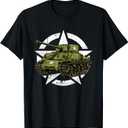 Sherman M4 World War 2 Army Tank Vintage Tank a Military Boy T-Shirt (Small, Black)