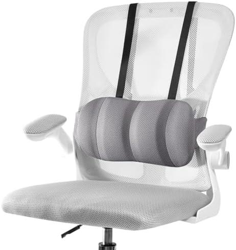 Veitail Lumbar Support Pillow for Office Chair and Car Seat,Back Support for Office Chair Cushion,Adjustable Straps Securely Fixed Car Lumbar Support Pillow(Gray, for Office Chiar)
