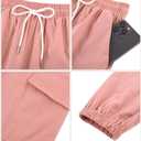 Girls Cargo Pants Baggy Joggers Lightweight Elastic Waist Drawstring with Pockets Casual Travel Hiking Streetwear (Pink)