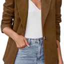 IDEALSANXUN Womens Corduroy Blazer Fall Winter Casual Blazer Dressy Suit Jackets (Brown, L)