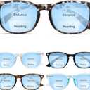 CCVOO 5 pack Reading Glasses for Women/Men, Bifocal, Progressive, Readers for Women/Men, Eye glasses, Blue Light Glasses (C1 Mix: Black, Leopard, Tortoise, Blue, Transparent - Bifocals)