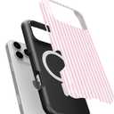 Compatible with iPhone 17 Pro Case [8 ft Drop Tested] Compatible with MagSafe - Cute Pink Stripes Lines Mag Series Cases for Women Girls