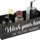 Bathroom Decor Box, Toilet Paper Basket 2 Sides Signs Farmhouse Bathroom Toilet Basket Tank Topper Rustic Farmhouse Home Decor for Livingroom KitchenOne Black Box