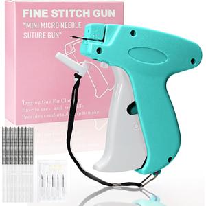 Stitch Gun for Clothes Handheld Stitch Gun Quick Clothing FixerSewing Kit Includes 1,000 Black Fasteners & 1,000 White Fasteners & 6 Needles (Blue)