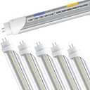 T8 LED Tube Light Bulbs 4 Foot, 5 Power(10W-24W)& 6CCT(3000K-6500K) All in 1,Plug & Play or Ballast Bypass,T8 T12 4ft Fluorescent Tube Light Bulbs Replacement, Type A+B Install, ETL DLC(Clear-6Pack)