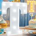 Pooqla LED Marquee Letter Lights, Warm White and Cool White Decorative Lighted Letters, Light Up Alphabet Letters for Boys Girls, Party, Wedding, Bar, Night Light, Birthday Decoration, Letter T