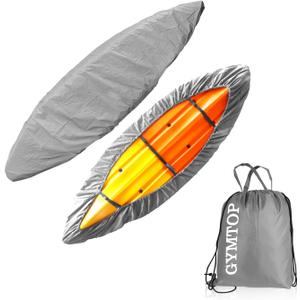 GYMTOP Waterproof Kayak Canoe Cover-7.8-18ft Storage Dust Cover UV Protection Sunblock Shield for Fishing Boat/Kayak/Canoe 7 Sizes (Gray(Upgraded), Suitable for 9.3-10.5ft Kayak)