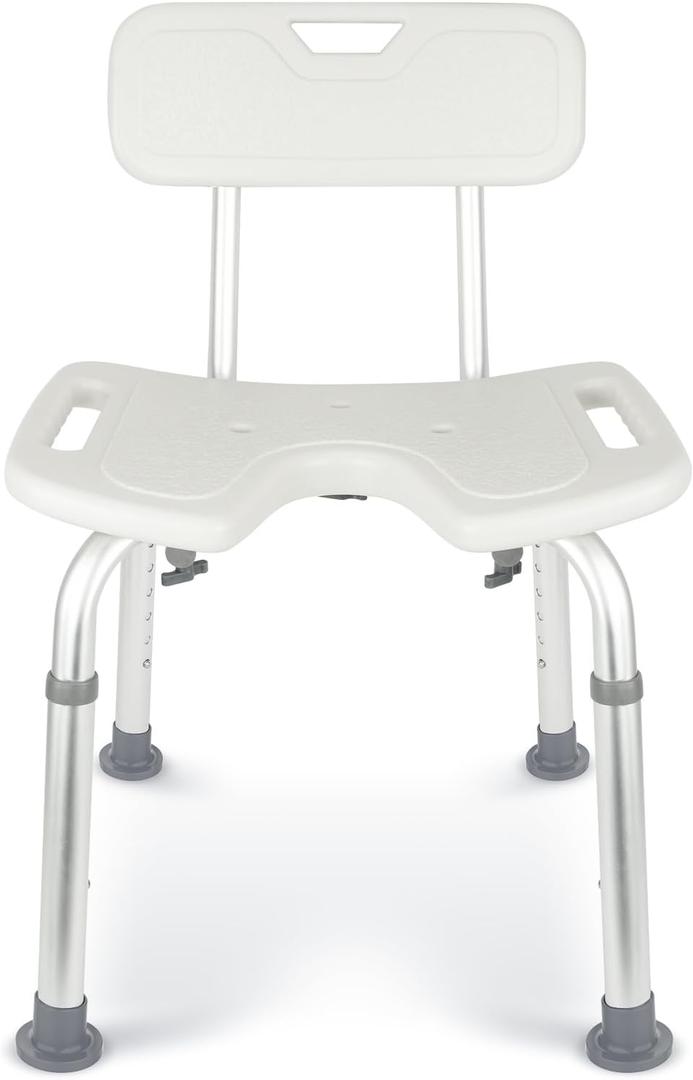 Shower Chair for Inside Shower,U-Shaped Bathtub Bench with Back,6-Level Adjustable Height,Tool-Free Assembly,Non-Slip Shower Seat for Adults,Seniors,Elderly,Handicap,Disabled,300 lbs Load Capacity