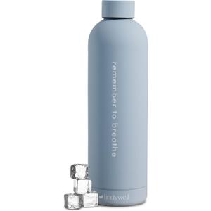 Lindywell 26 oz Double Wall Insulated Water Bottle - Stainless Steel Water Bottles for Office and Travel - Leak Proof Pilates, Yoga, and Gym Bottle, Sky Blue