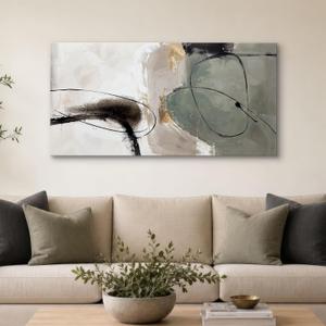 SENROLAN Sage Green Modern Abstract Canvas Wall Art, 48 x 24 Inches