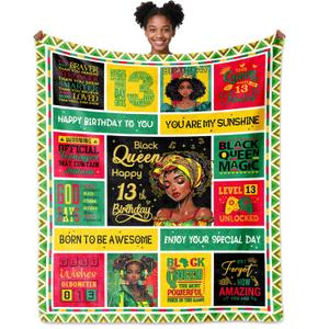 OAKZIUE 13th Birthday Gifts for Girls Teen, African American Black Girls 13th Birthday Gifts Blanket 60"x50", 13 Year Old Girl Gift Ideas, 2012 Decoration Gift for 13 Year Old Girl, 13-Year-Old Bday