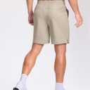 GGJ Men's Lightweight Athletic Shorts with Zipper Pockets 7"/5"/9" Gym Workout Running Quick Dry Tennis Shorts for Men (Beige) L