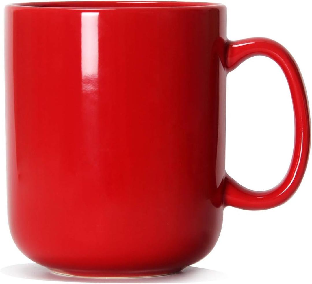 20 OZ Large Coffee Mug, M016 Plain Ceramic Boss Big Tea Cup with Handle for Dad Men, Red