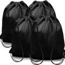 4-Pack Black Drawstring Backpacks, Cinch Bag, Lightweight & Washable Sackpack, Perfect for Gym, Sports, Travel - Men & Women,X-Large 22.4"x17.5" (4, Black)