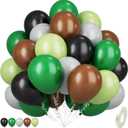 Green and Brown Balloons, 12 Inch Black Brown Dark Fruit Green Gray Latex Balloon for Boys Video Game Theme Jungle Safari Party Birthday Decorations