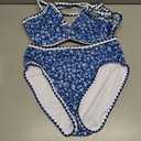 Jolefille Women High Waisted Bikini Sets-Tummy Control Swimsuit 2 Piece Bathing Suit Full Coverage Teens Underwire Top Floral (Blue, M)