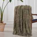 Tuddrom Decorative Extra Soft Faux Fur Throw Blanket 70"x78",Solid Reversible Fuzzy Lightweight Long Hair Shaggy Blanket,Fluffy Cozy Plush Fleece Comfy Microfiber Blanket for Couch Sofa Bed,Brown