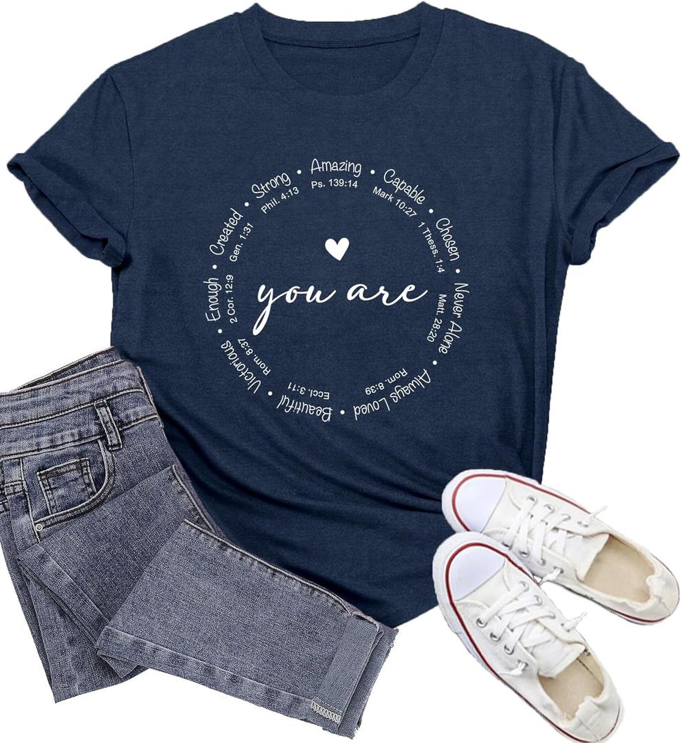 Christian Shirts for Women You are Inspiration Cute Heart Shirt Bible Verse Blessed Faith Top