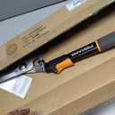Fiskars Power-Lever Extendable Hedge Shears, Self-Sharpening Serrated Steel Blades for Clean Cuts, Handles Adjust 25"-33" for High Reach, Multiplies Leverage for 2x Power, 10" Blades, Orange/Black