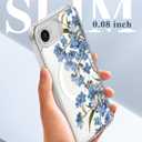GVIEWIN for iPhone 17e Case & iPhone 16e Case, Compatible with MagSafe [Non-Yellowing][Military-Grade Protection] Hard PC&TPU Bumper, Floral Shockproof Protective Clear Phone Case (Aconite/Blue)