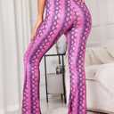 WDIRARA Women's Elastic High Waist Allover Print Floral Bell Bottom Flare Leg Long Pants (XL)