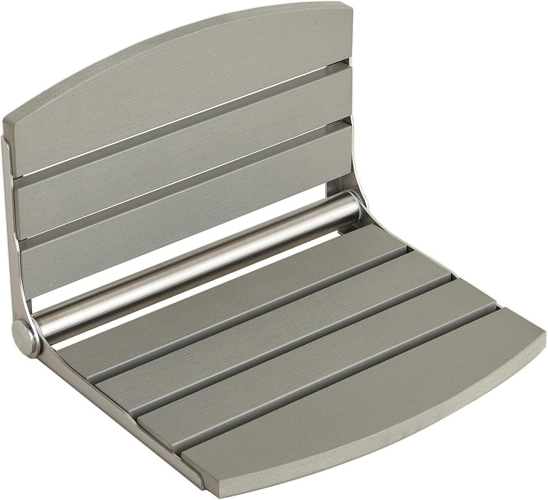 17.5" Folding Shower Seat Wall Mounted,Foldable Shower Bench,Fold Down Shower Seat,Folding Shower Seat Bench,Wall Mount Shower Seat Bench Chair (Grey)